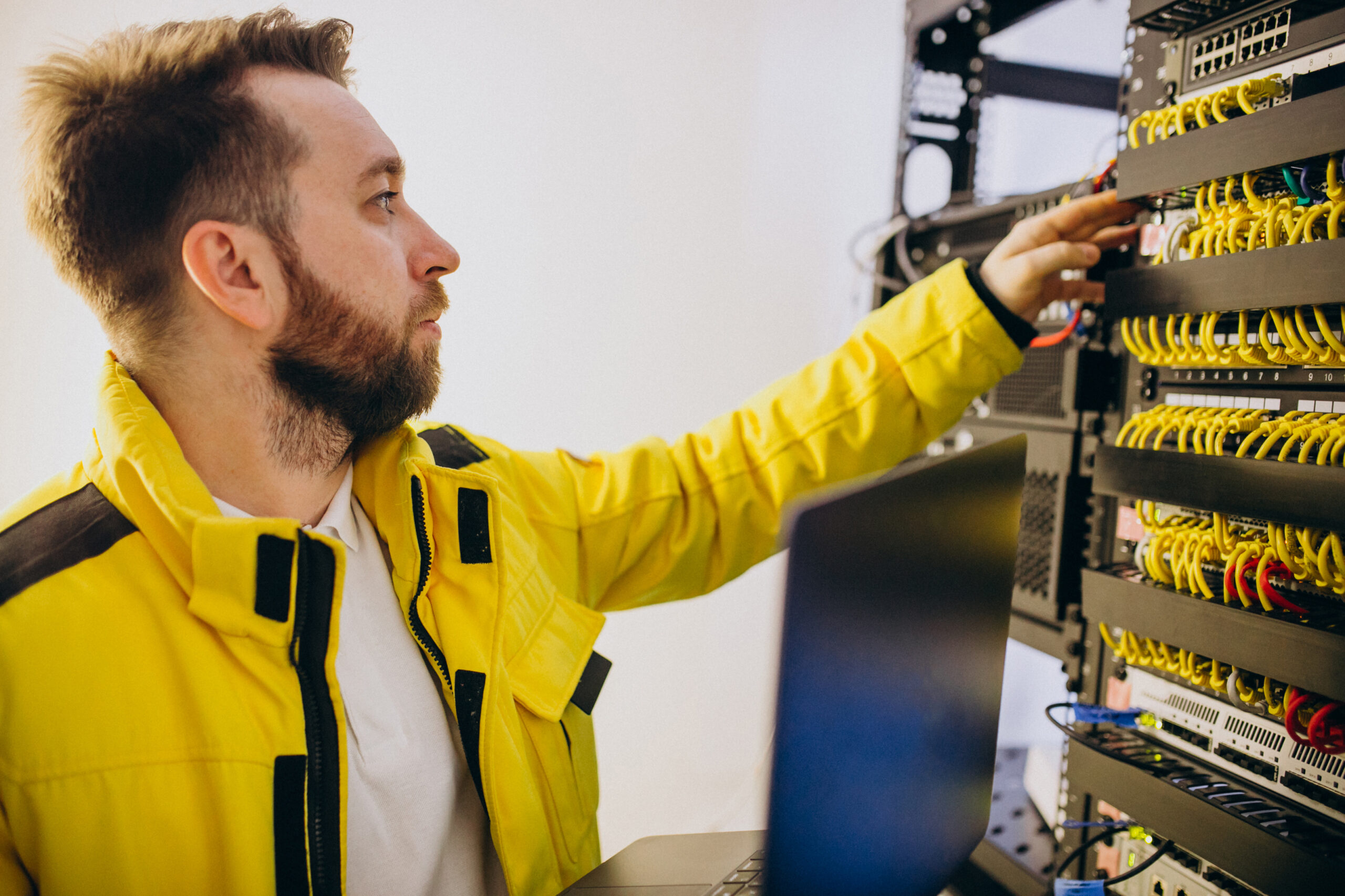 Young man engineer making program analyses